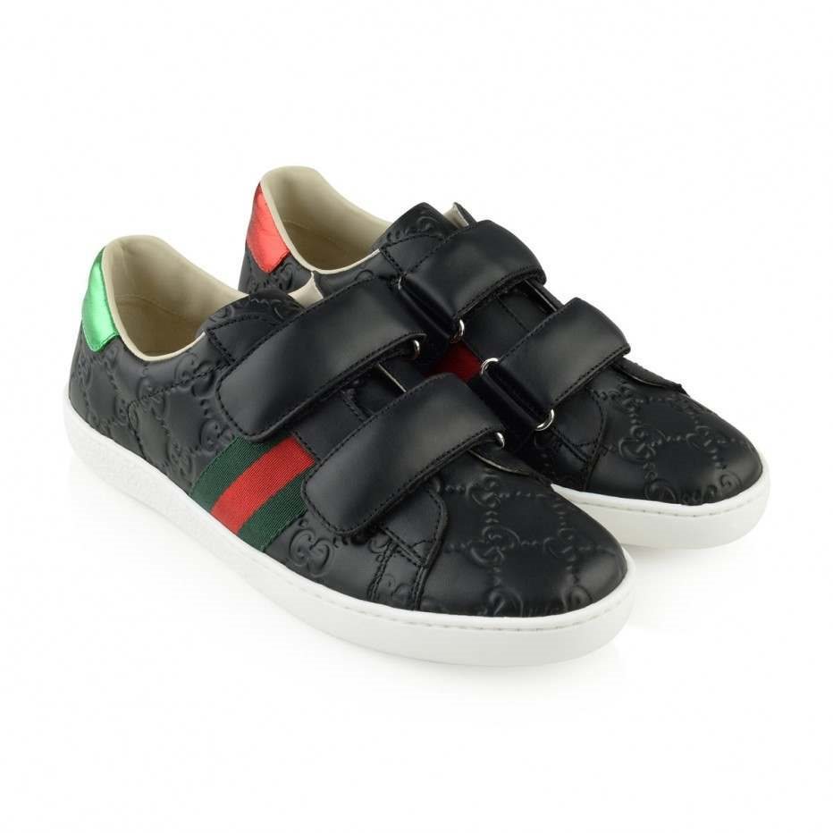 grijs Teken journalist Producten - Gucci gymp imprimé klitteband - La Boite - Kids fashion & shoes